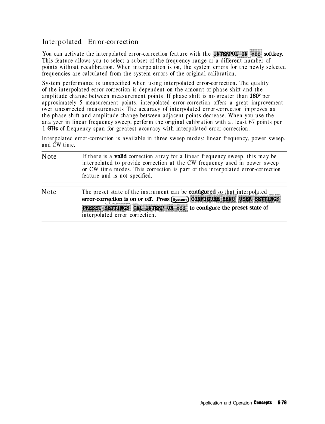 HP 8753E manual Interpolated Error-correction, ~or-co~e&on is on or off Press I- j~~~~~~~~~~ 