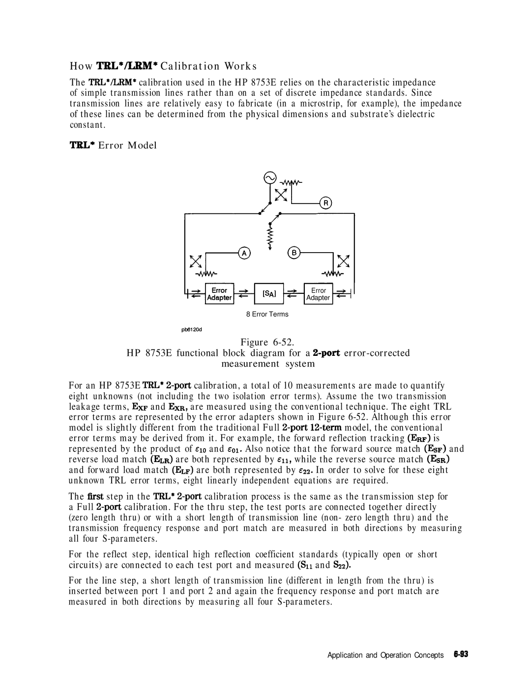 HP 8753E manual How !CRL*/LRM* Calibration Works, TRL* Error Model 