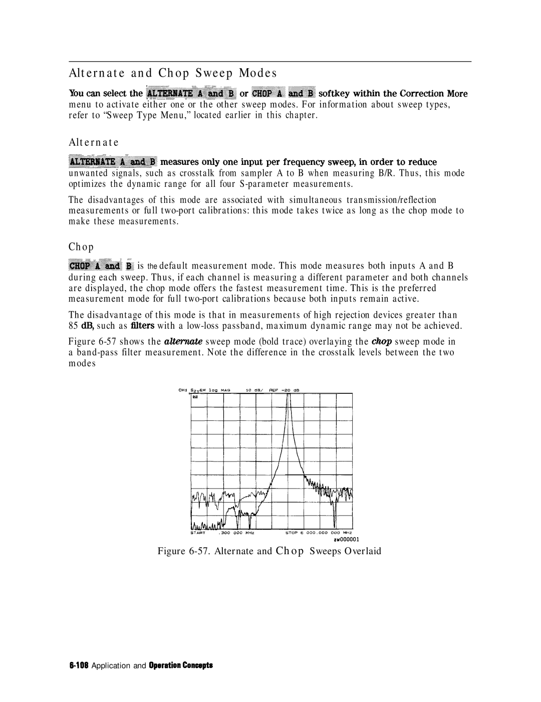 HP 8753E manual Alternate and Chop Sweep Modes, Alternate and Chop Sweeps Overlaid 