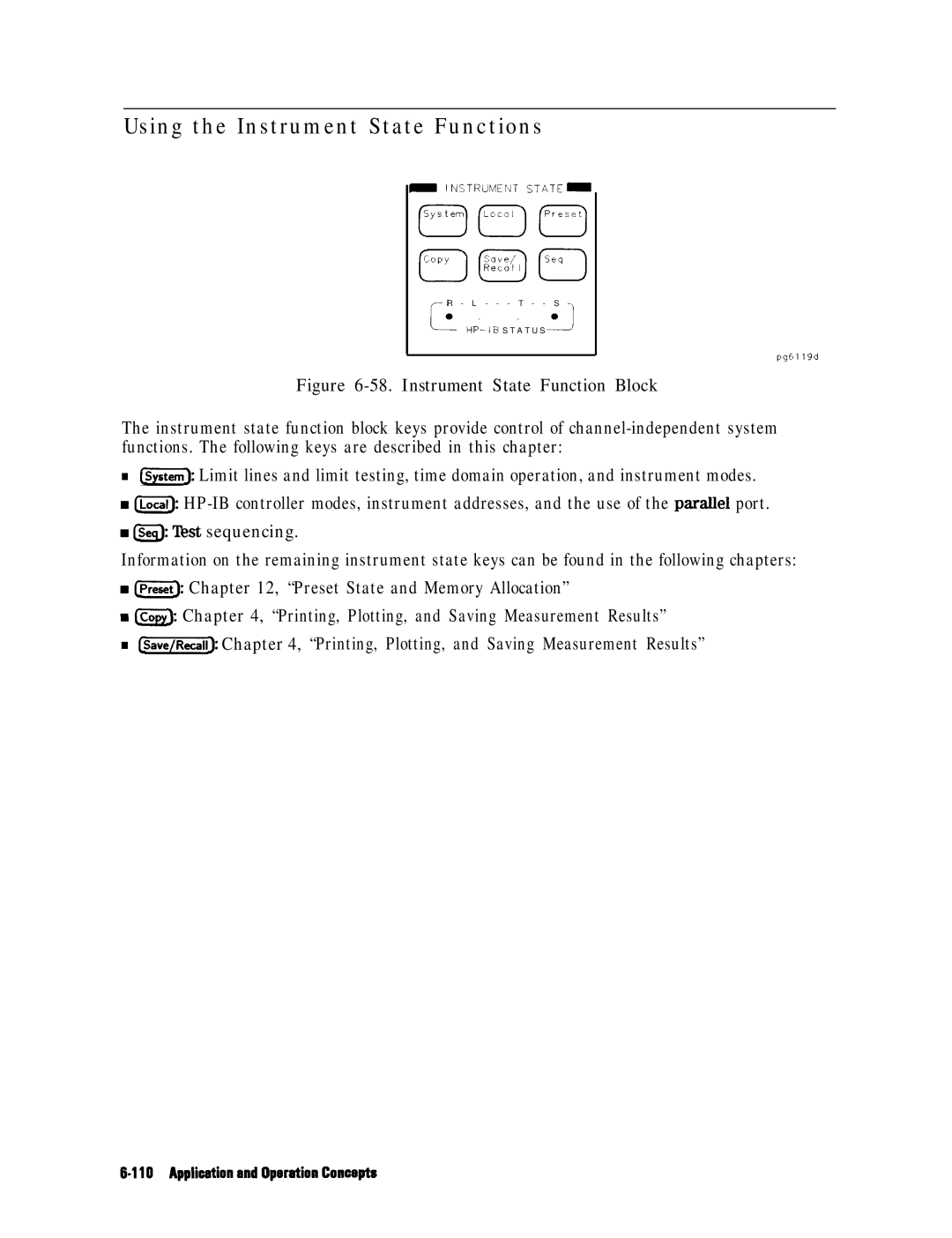 HP 8753E manual Using the Instrument State Functions, Instrument State Function Block 