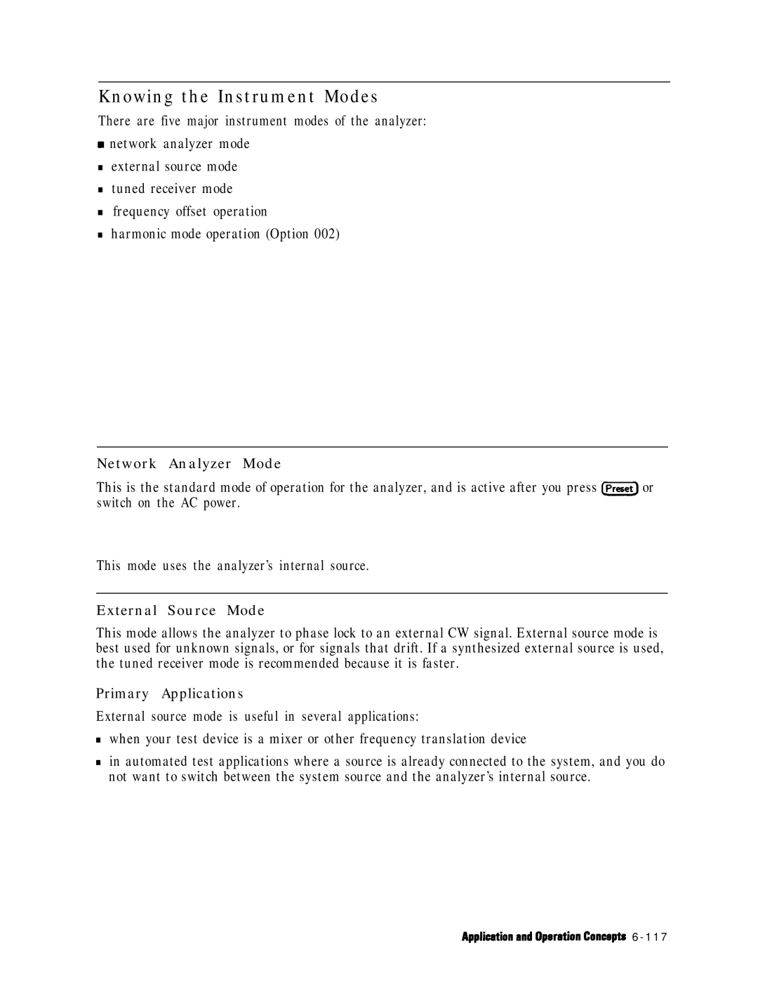 HP 8753E manual Knowing the Instrument Modes, External Source Mode 