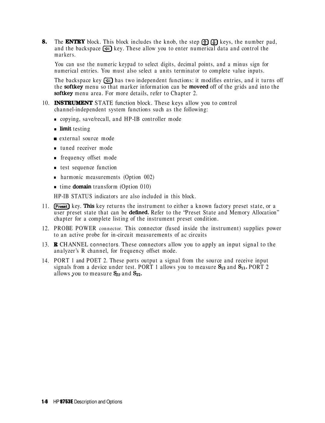 HP 8753E manual HP-IB Status indicators are also included in this block 