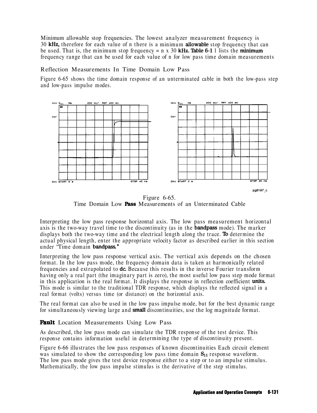 HP 8753E manual Reflection Measurements In Time Domain Low Pass, Fault Location Measurements Using Low Pass 