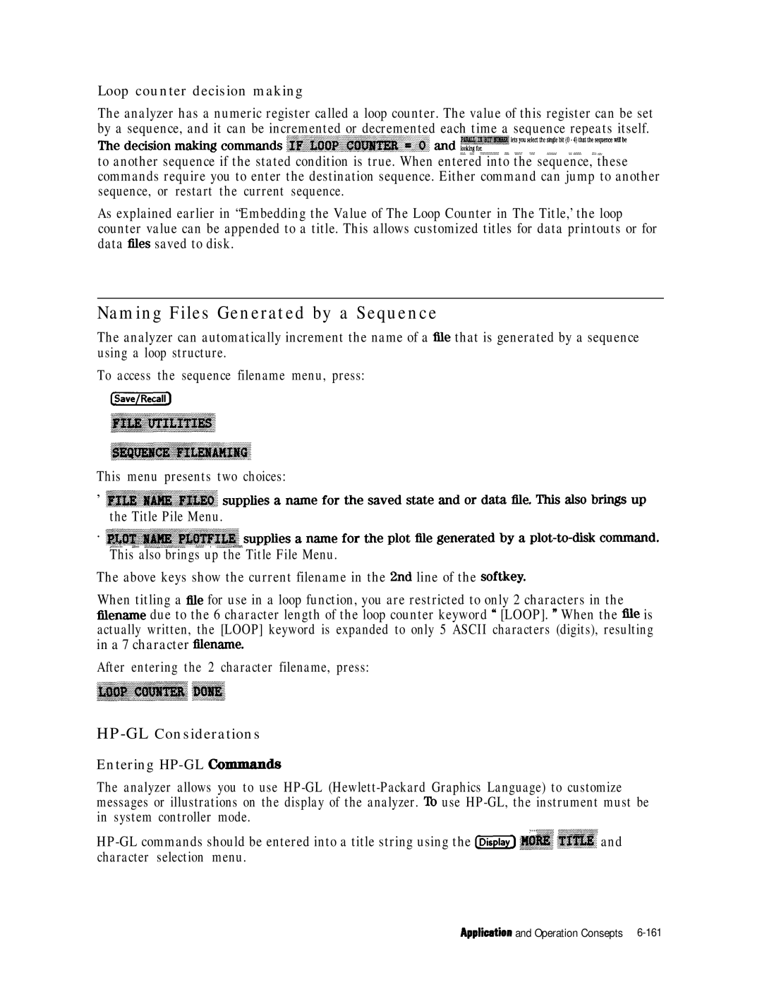 HP 8753E manual Naming Files Generated by a Sequence, HP-GLConsiderations Entering HP-GL Commands 