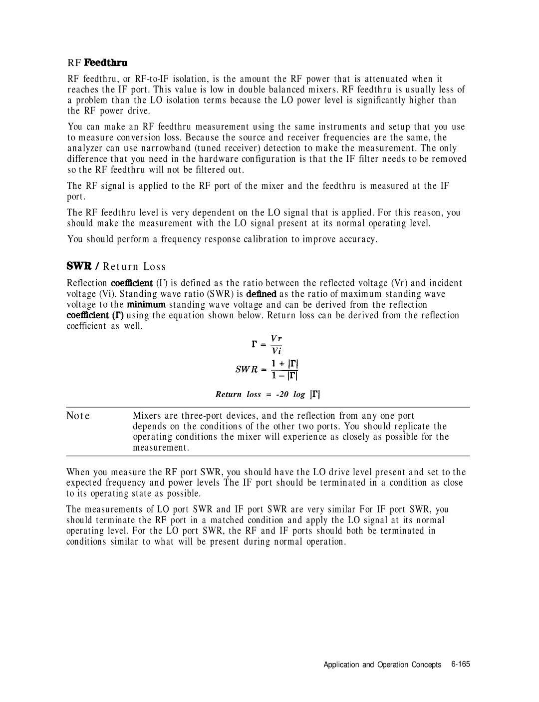 HP 8753E manual SWR / Return Loss 