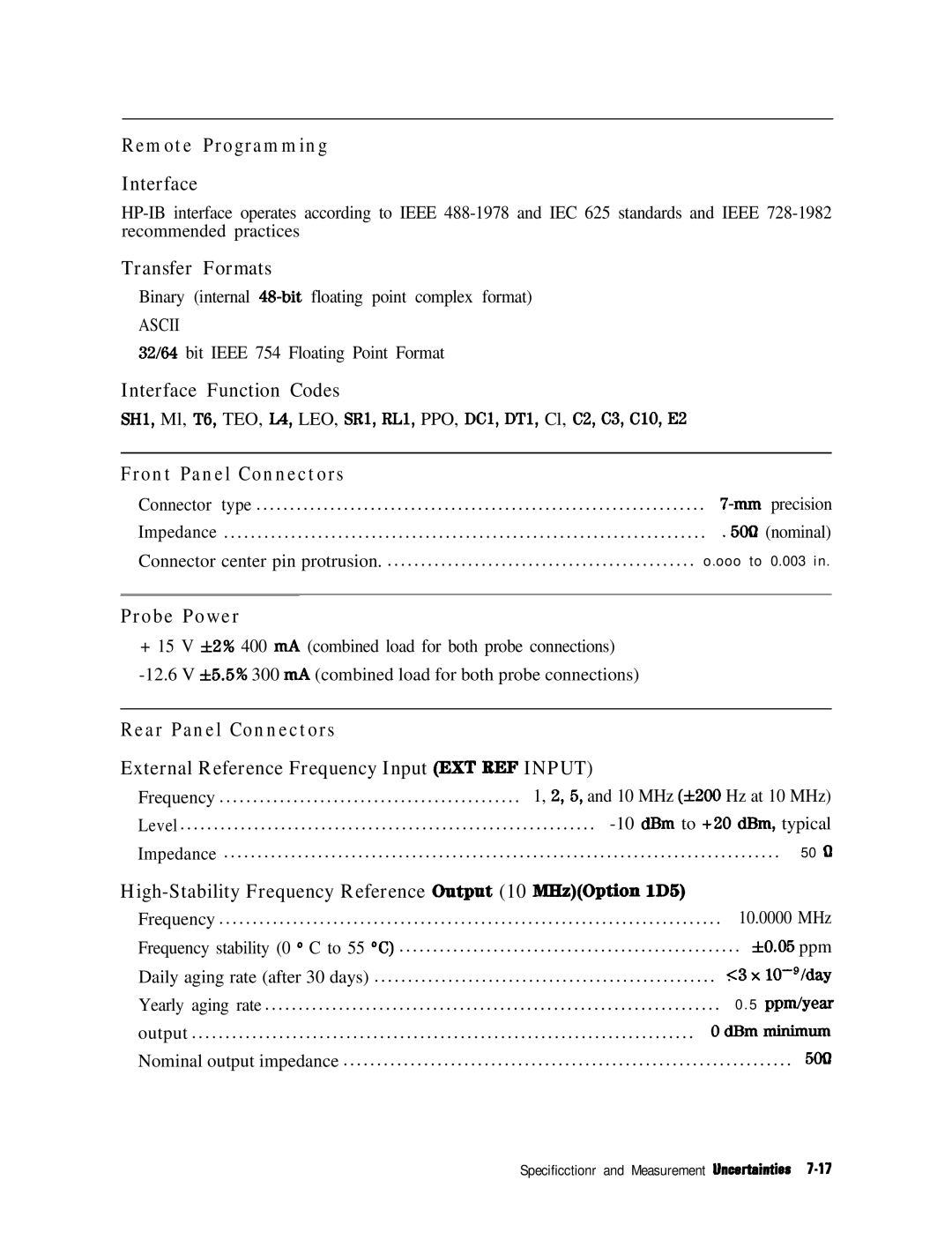 HP 8753E manual Remote Programming, Front Panel Connectors, Probe Power, Rear Panel Connectors 