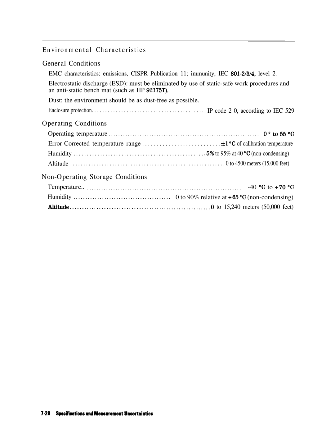 HP 8753E manual Environmental Characteristics, General Conditions 