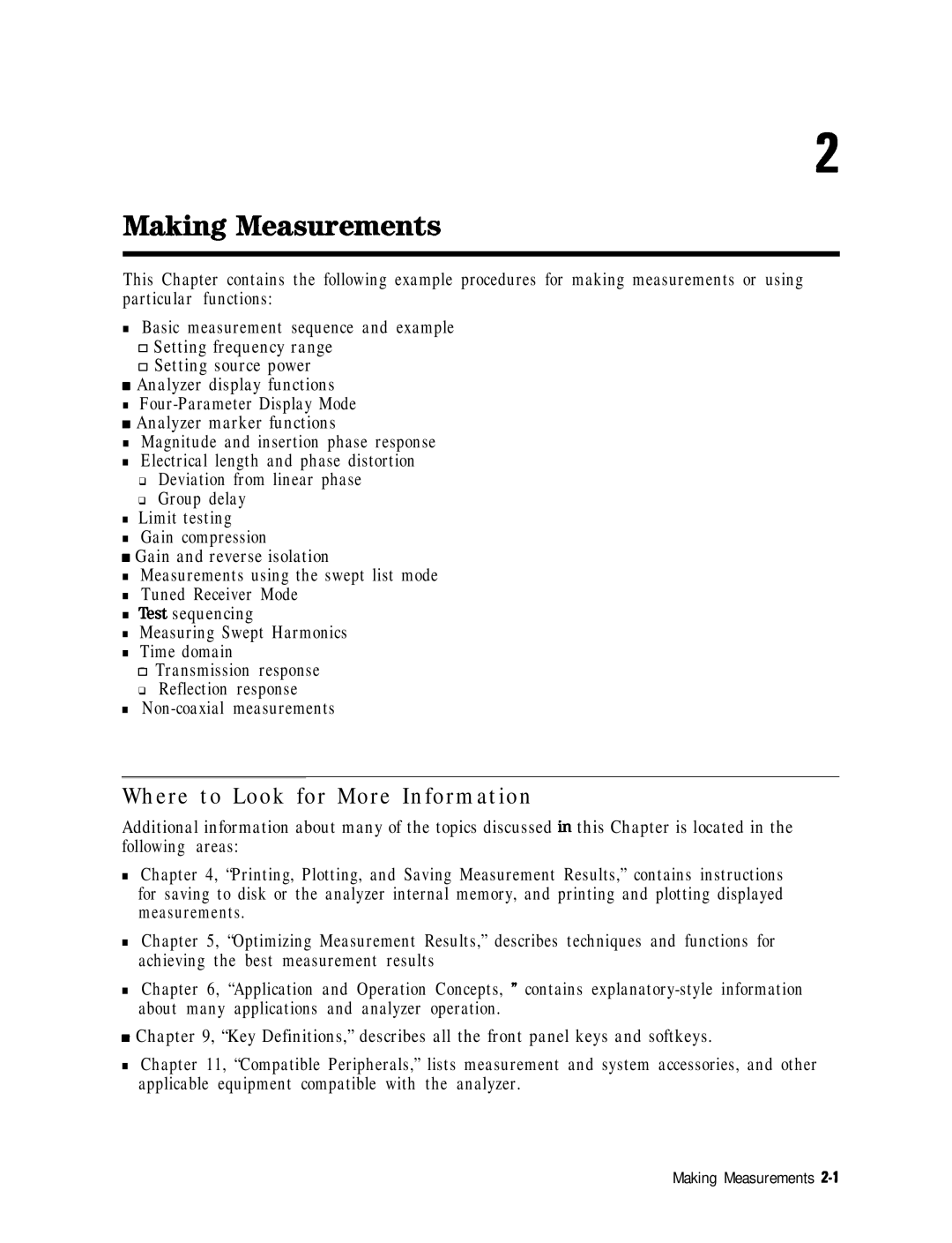 HP 8753E manual Making Measurements 