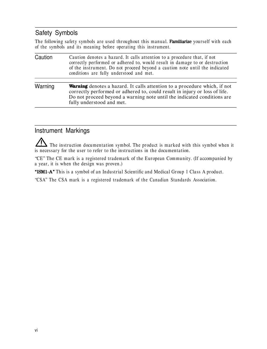 HP 8753E manual Safety Symbols, Instrument Markings 