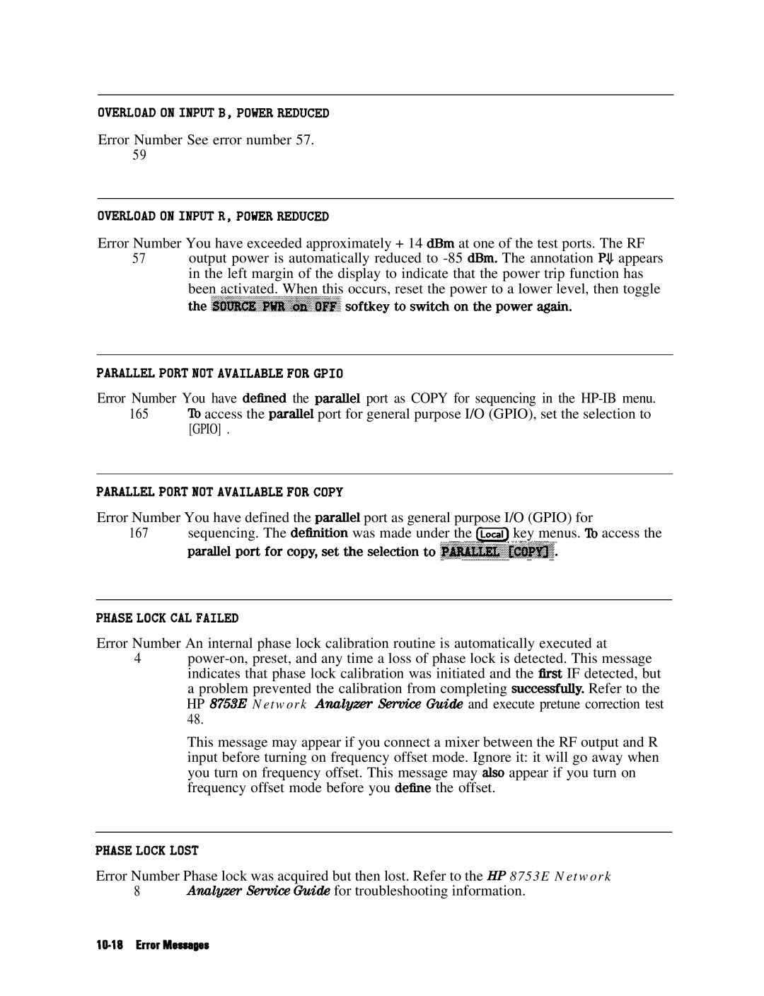 HP 8753E manual Error Number See error number 57 