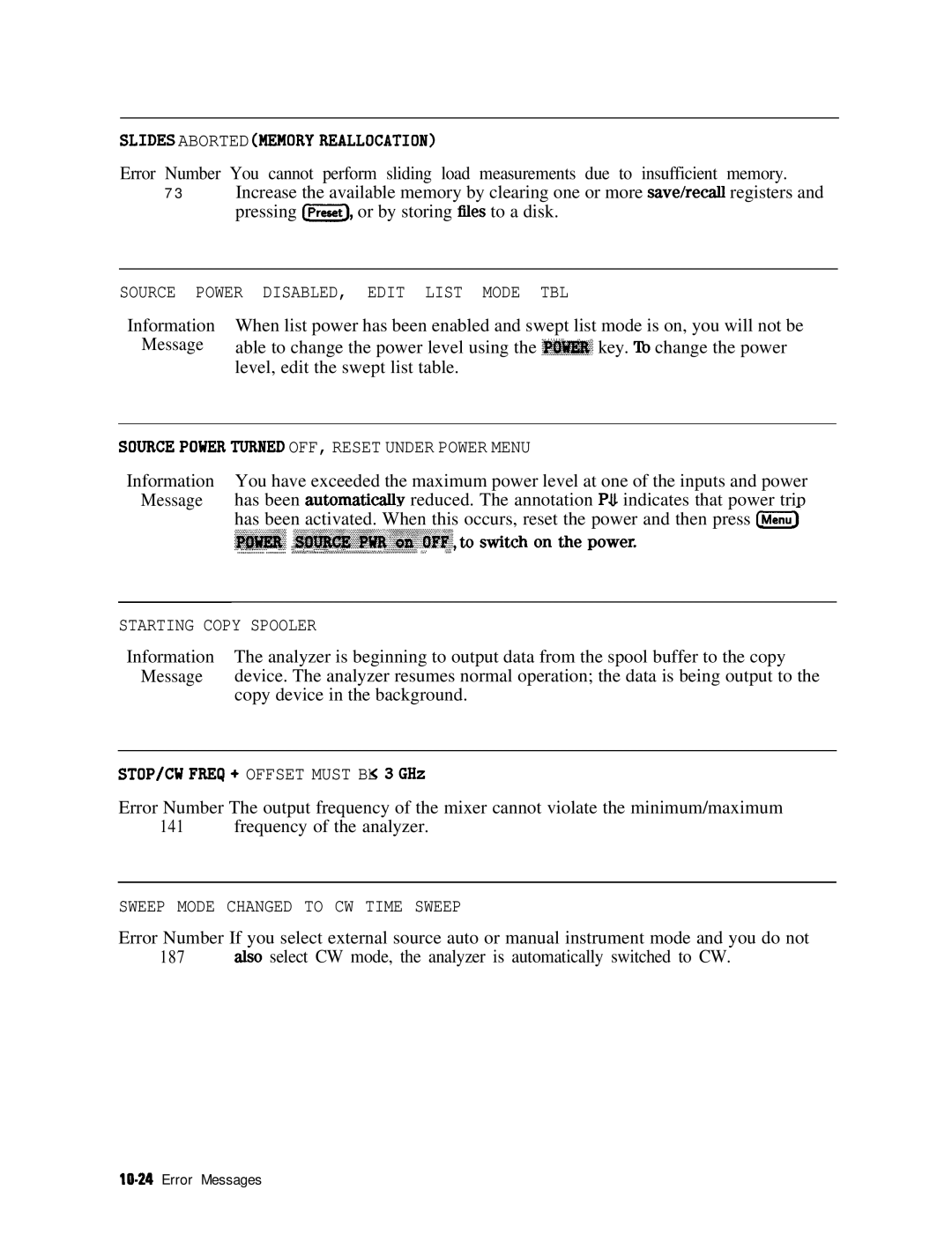 HP 8753E manual Slides Aborted Memoryreallocation 