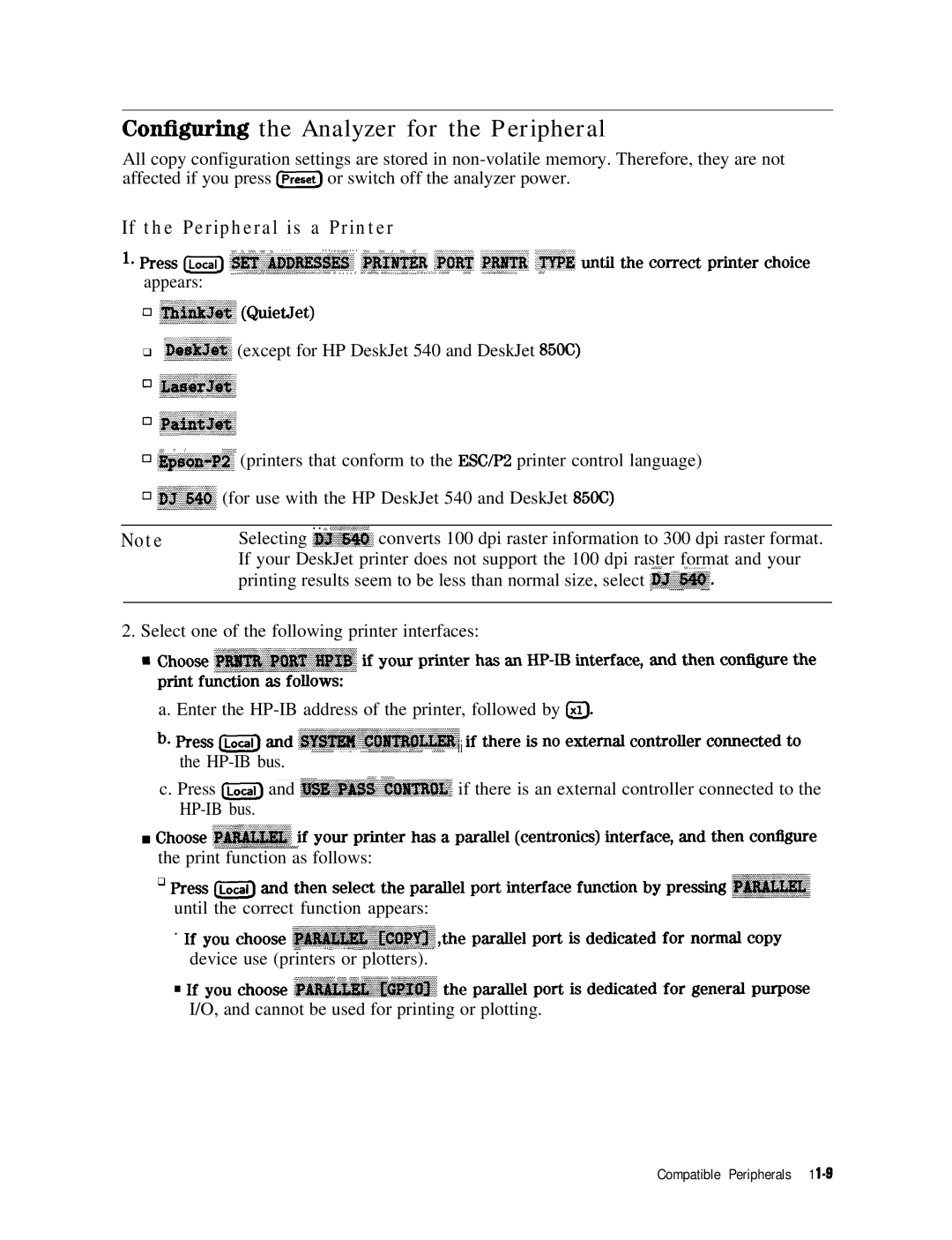 HP 8753E manual Cotiguring the Analyzer for the Peripheral, If the Peripheral is a Printer 