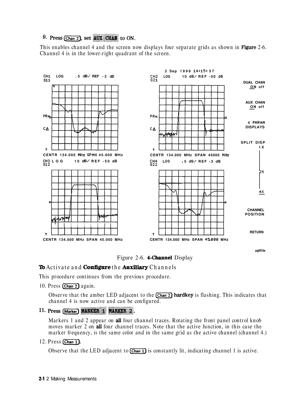 HP 8753E manual To Activate and Co&lgure the Auxilkry Channels 