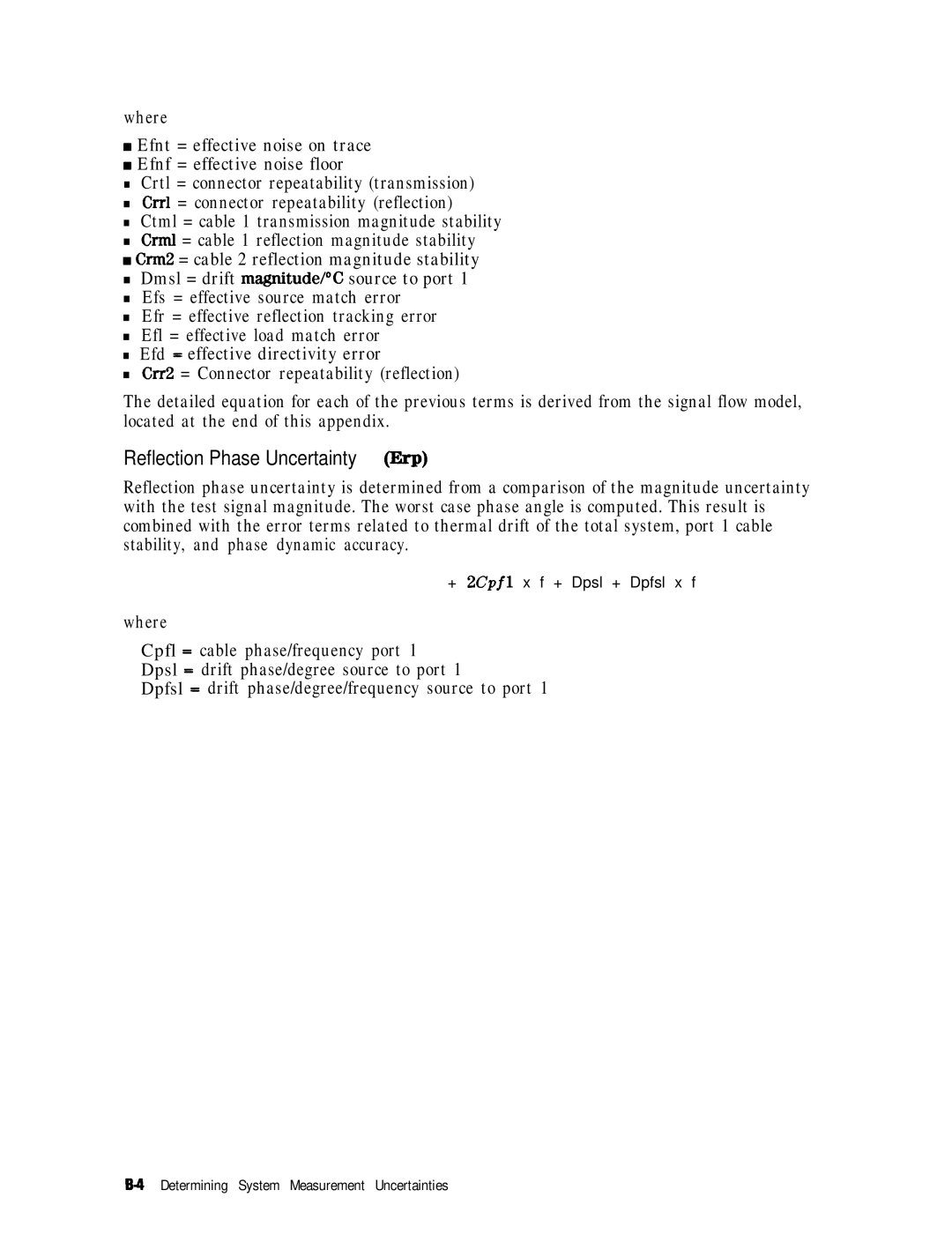 HP 8753E manual Reflection Phase Uncertainty Erp 