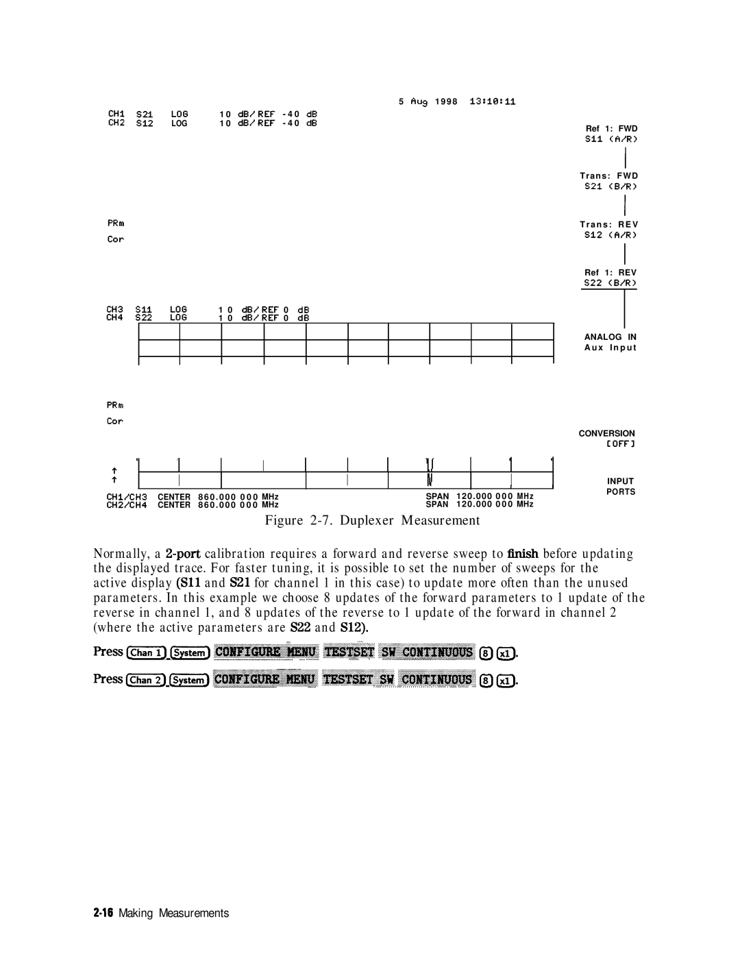 HP 8753E manual Duplexer Measurement 