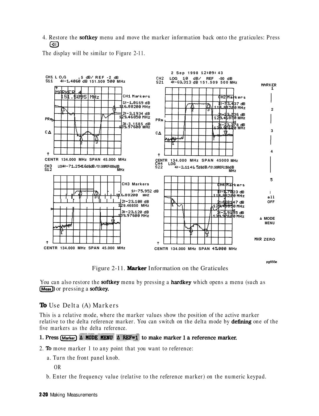 HP 8753E manual Rlllllllllll, Lb Use Delta a Markers, Press jj ~~~~~~~~ ‘~~~~, to m&e marker 1 a reference maker 