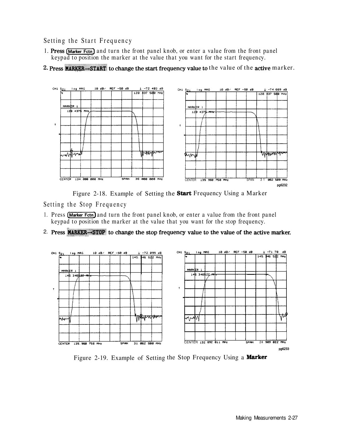 HP 8753E manual Setting the Start Frequency 