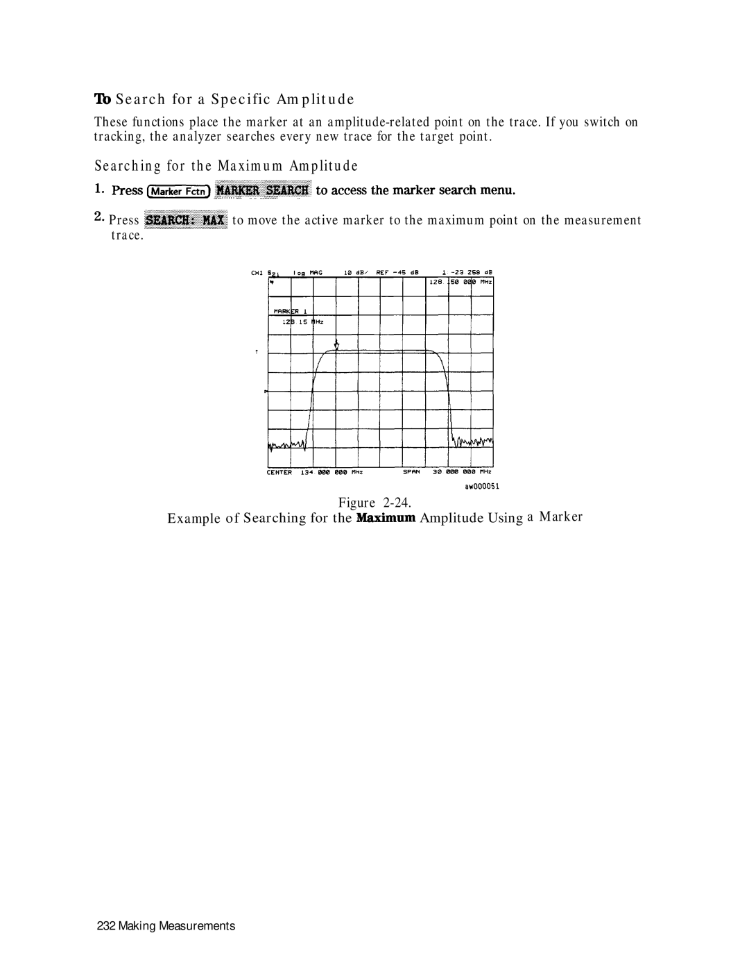 HP 8753E manual ‘lb Search for a Specific Amplitude, Searching for the Maximum Amplitude 