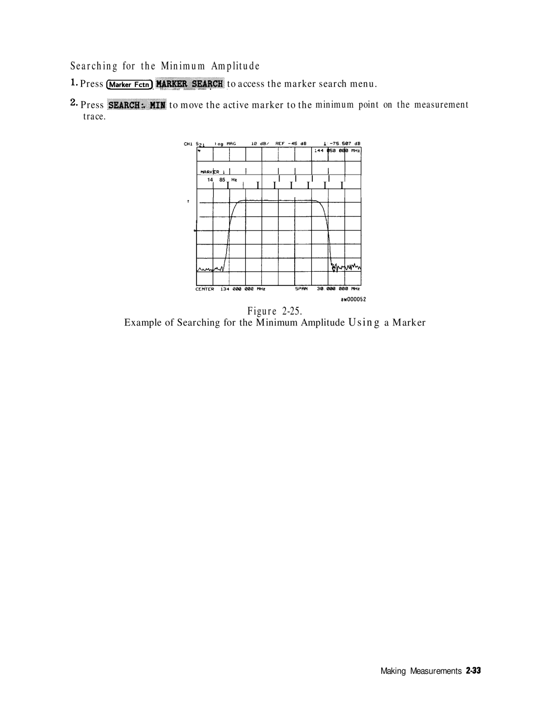 HP 8753E manual Searching for the Minimum Amplitude 