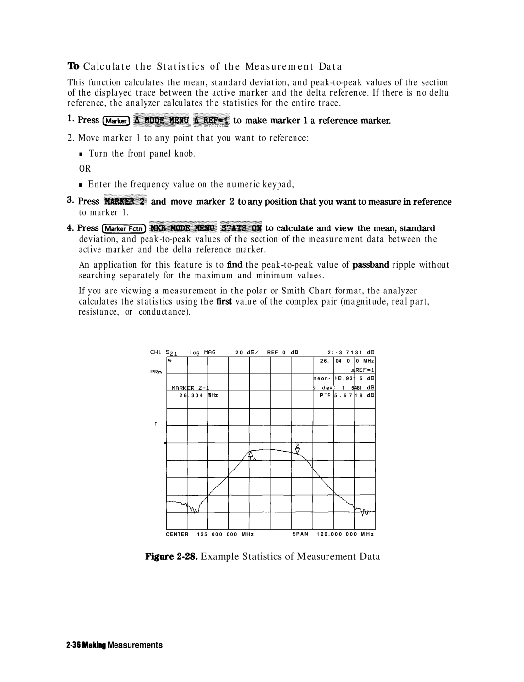 HP 8753E manual To Calculate the Statistics of the Measurement Data, Figure Z-28. Example Statistics of Measurement Data 