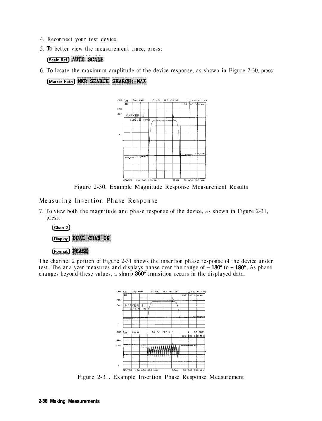 HP 8753E manual Measuring Insertion Phase Response, Example Magnitude Response Measurement Results 