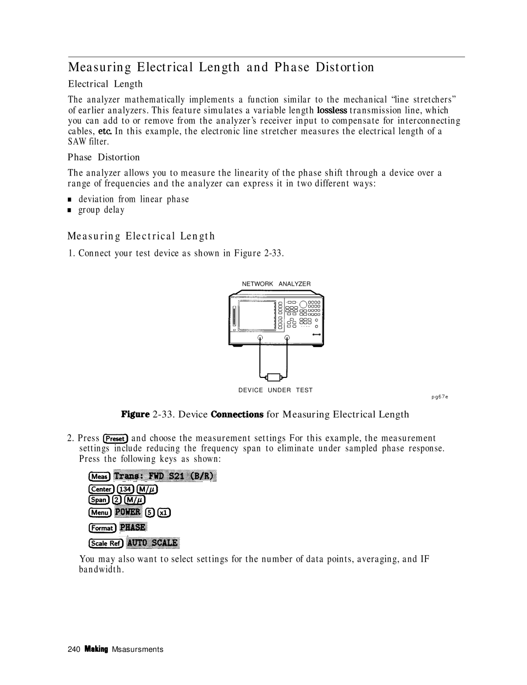 HP 8753E manual Measuring Electrical Length and Phase Distortion 