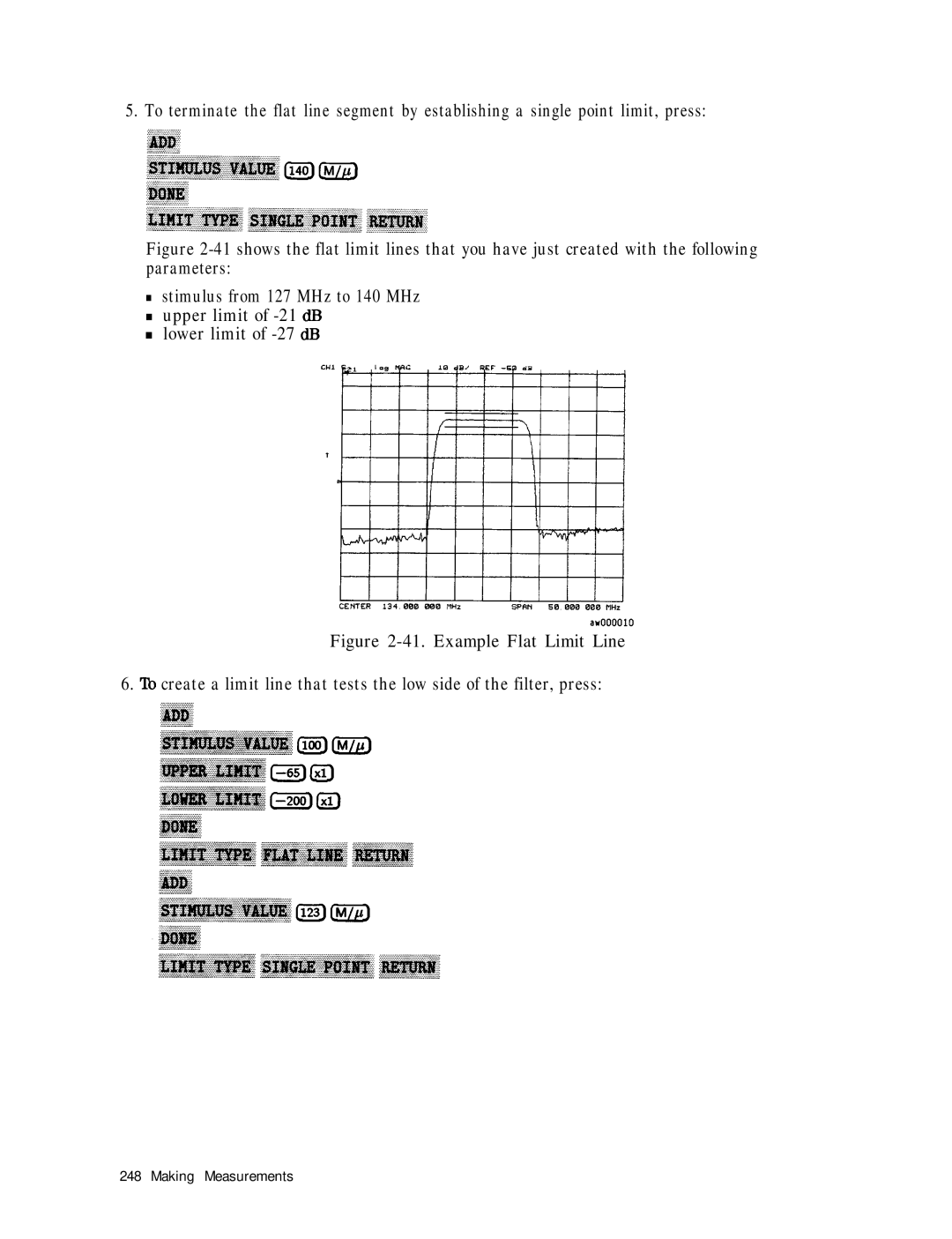 HP 8753E manual Example Flat Limit Line 