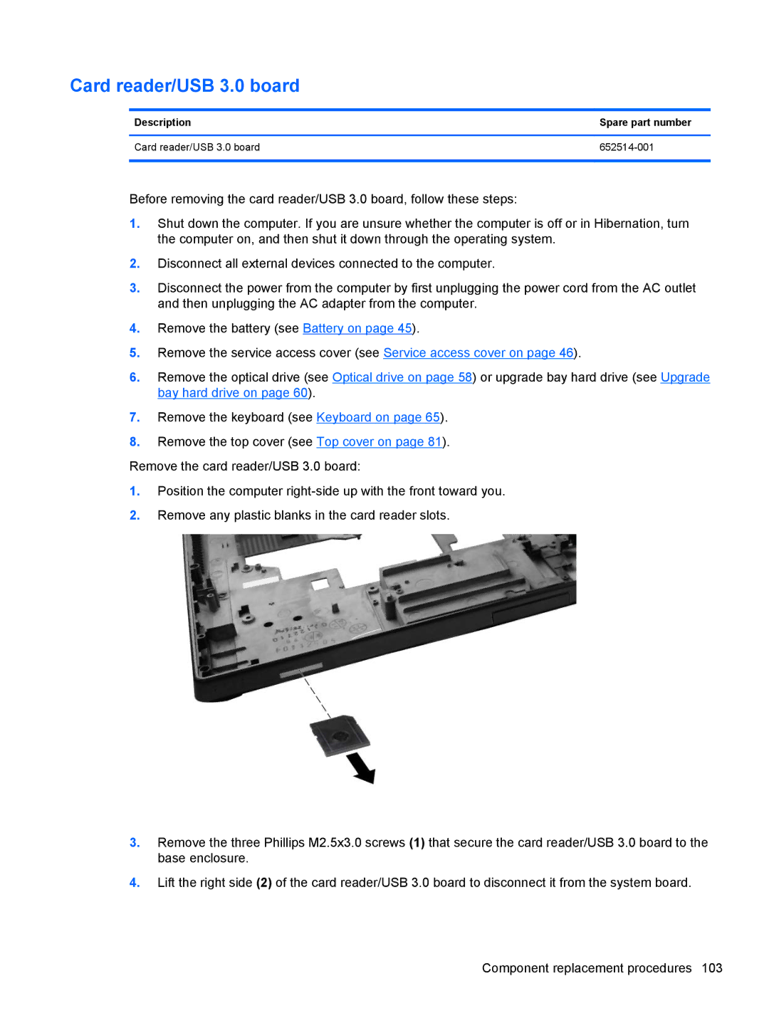 HP 8760w H3F93US 17.3' 8760W, 8760w H3F93US 17.3' H3F93US#ABA manual Card reader/USB 3.0 board 