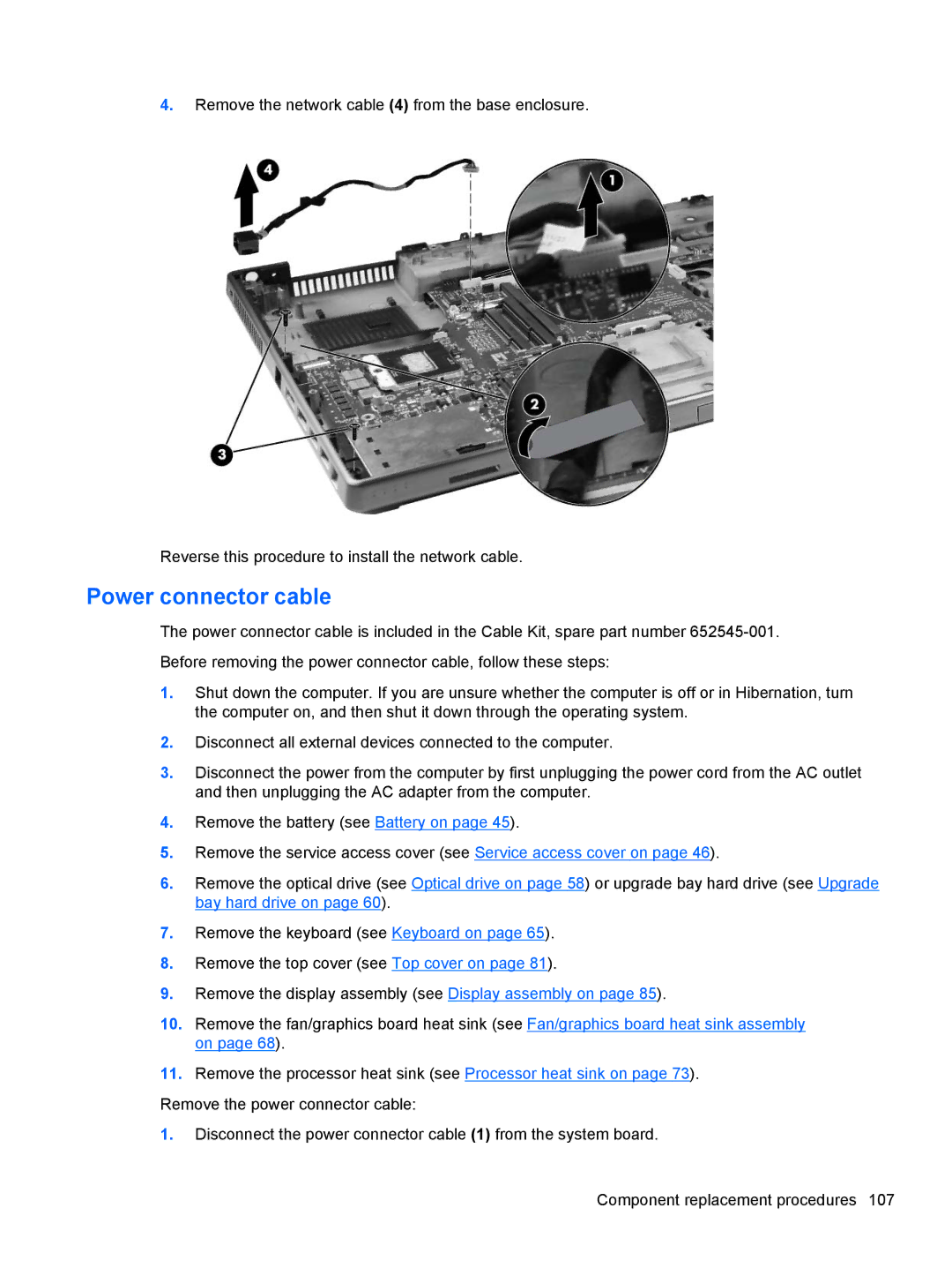 HP 8760w H3F93US 17.3' 8760W, 8760w H3F93US 17.3' H3F93US#ABA manual Power connector cable 