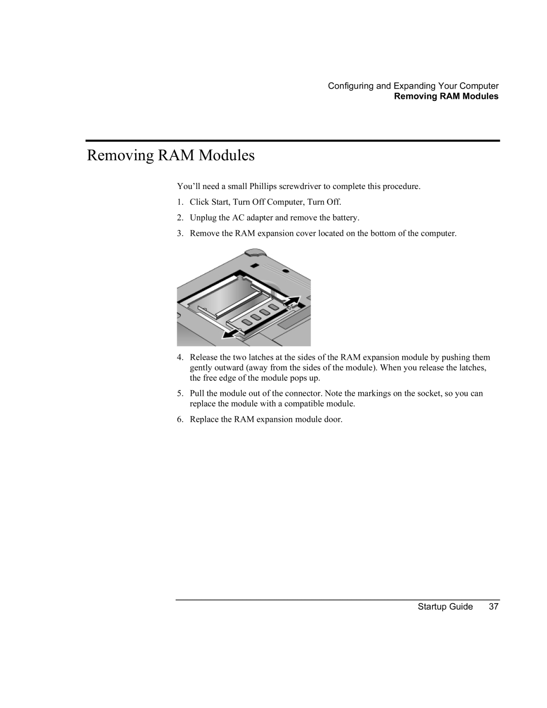 HP 8760w SQ575UP#ABA manual Removing RAM Modules 