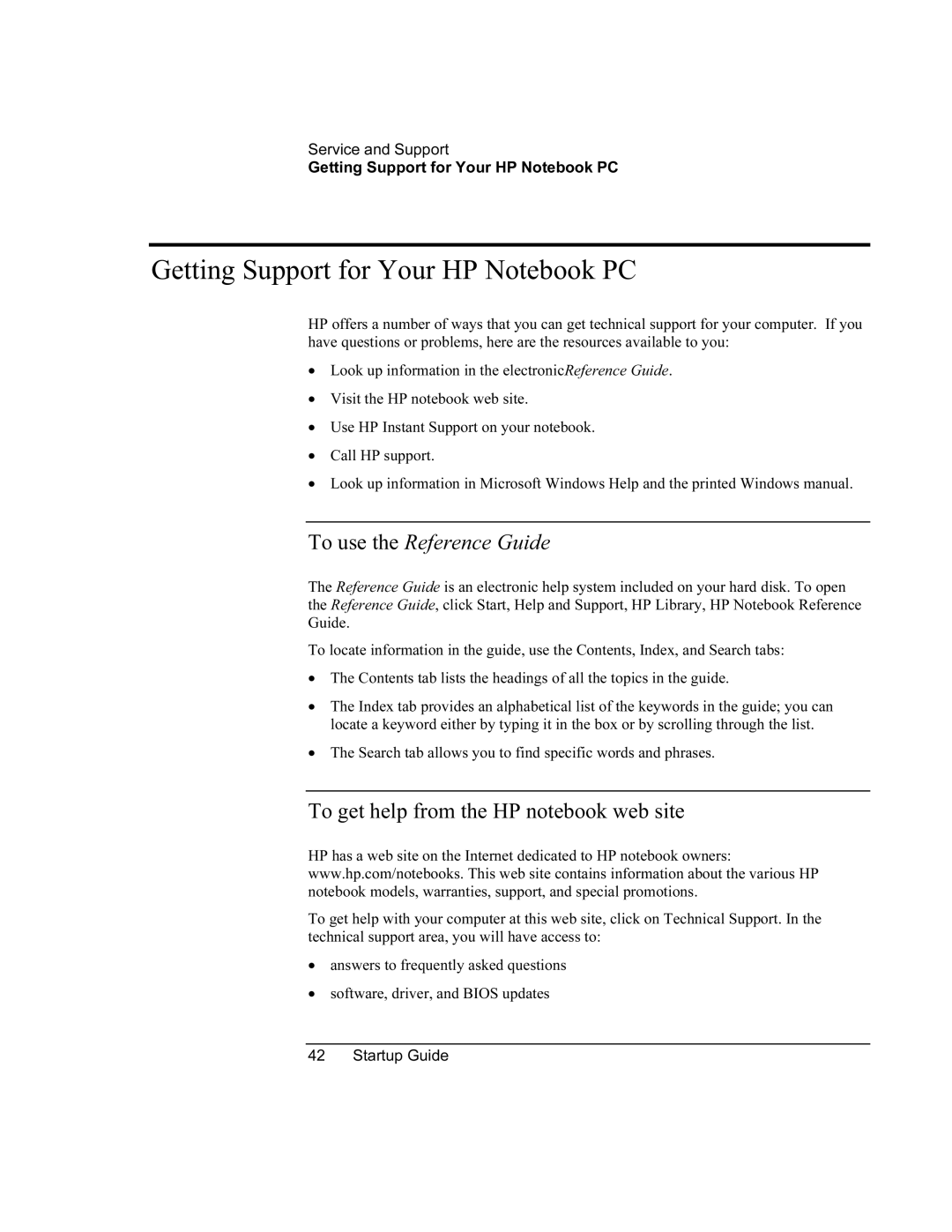 HP 8760w SQ575UP#ABA manual Getting Support for Your HP Notebook PC, To use the Reference Guide 