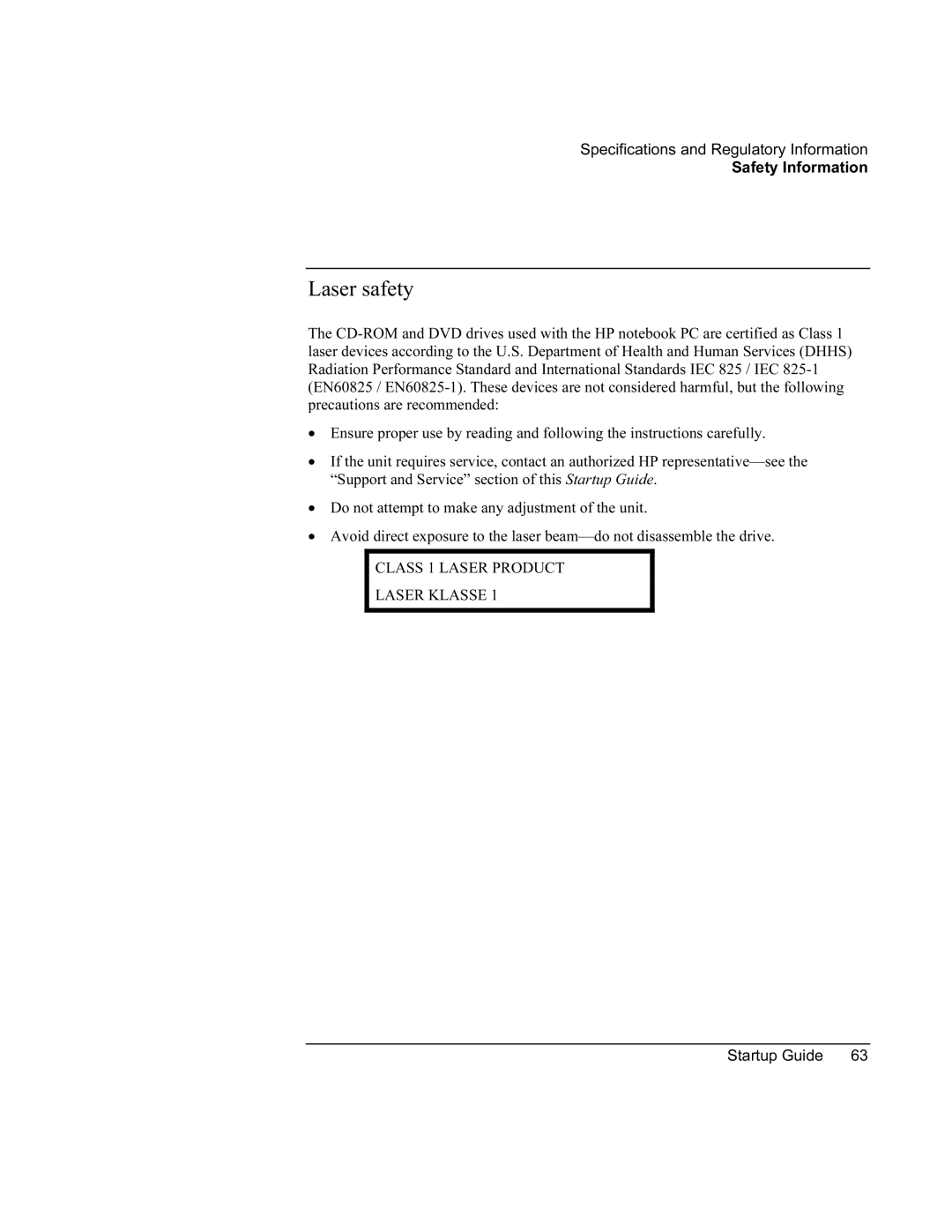 HP 8760w SQ575UP#ABA manual Laser safety 