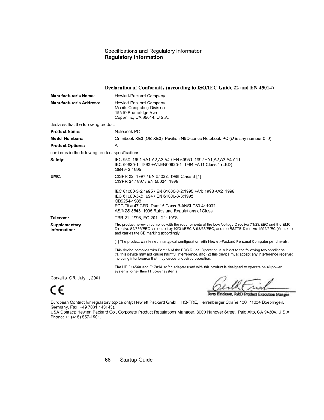 HP 8760w SQ575UP#ABA manual Emc 