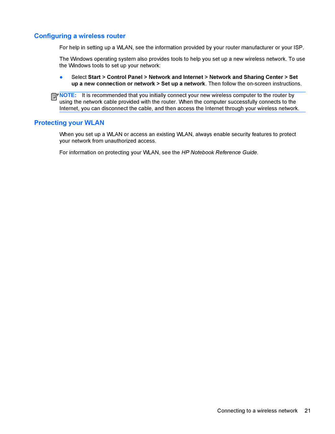 HP 8770w manual Configuring a wireless router 