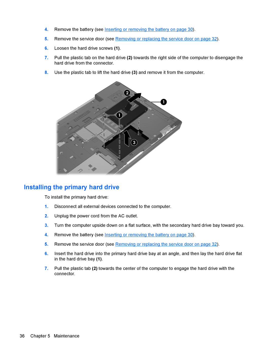 HP 8770w manual Installing the primary hard drive 