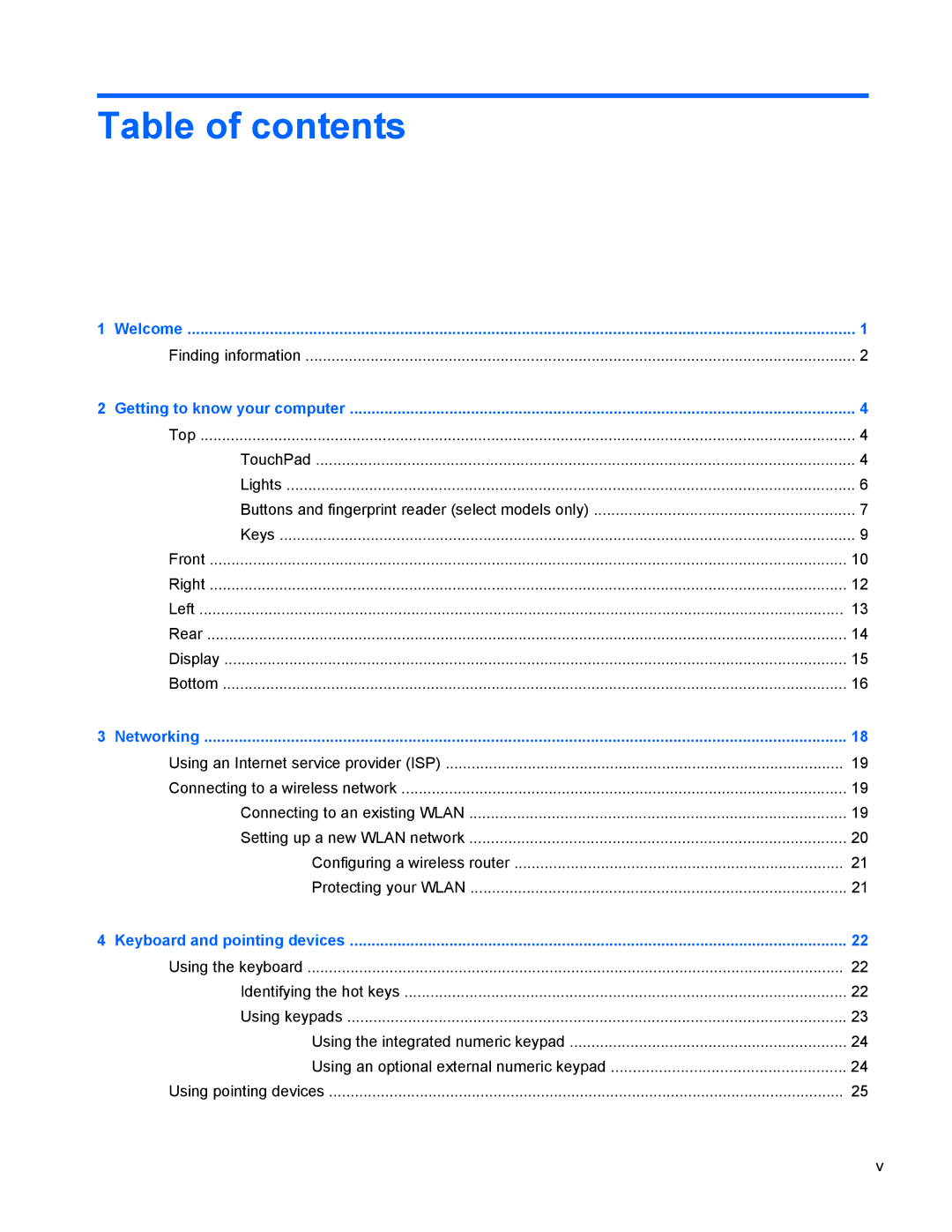 HP 8770w manual Table of contents 