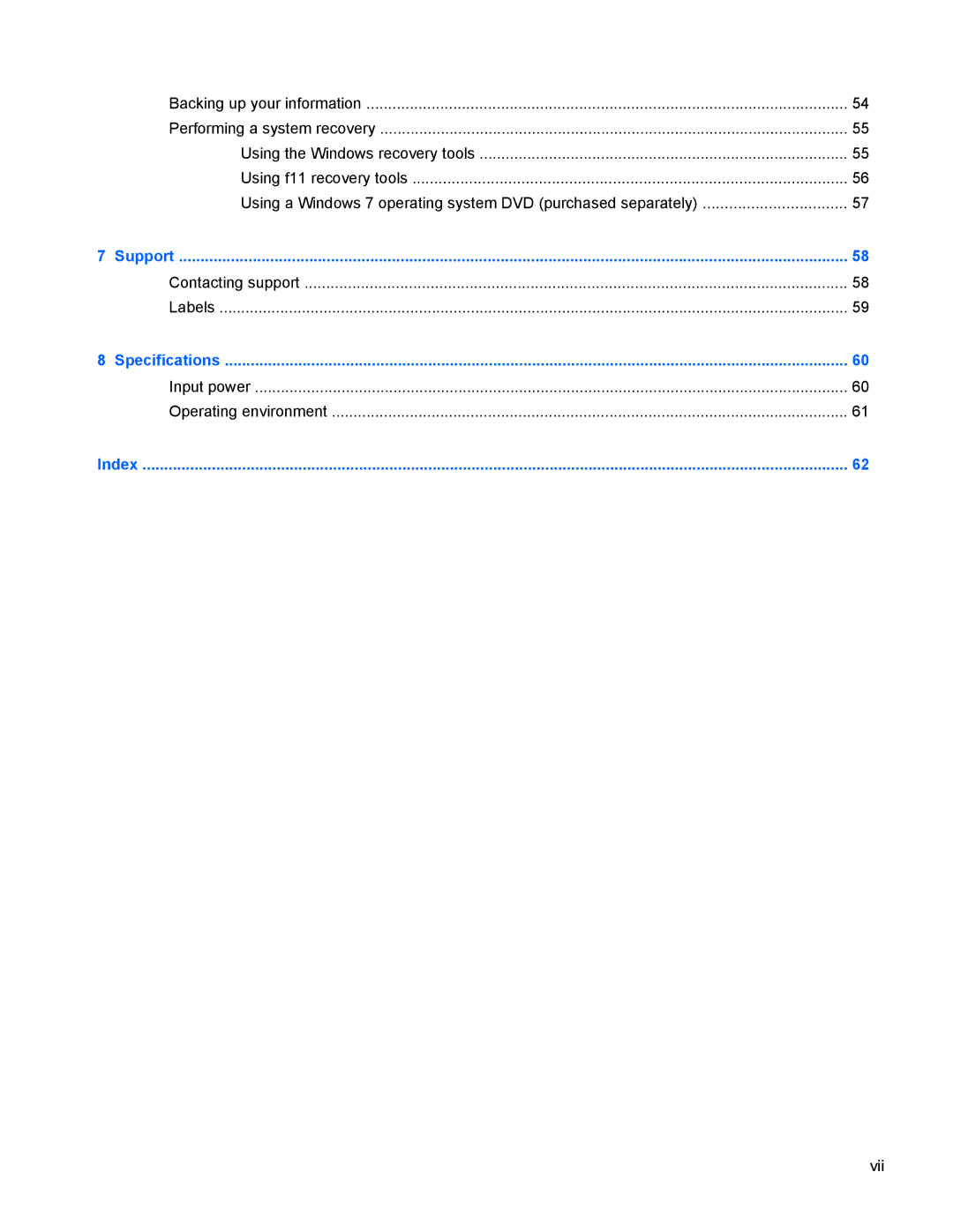 HP 8770w manual Contacting support Labels 