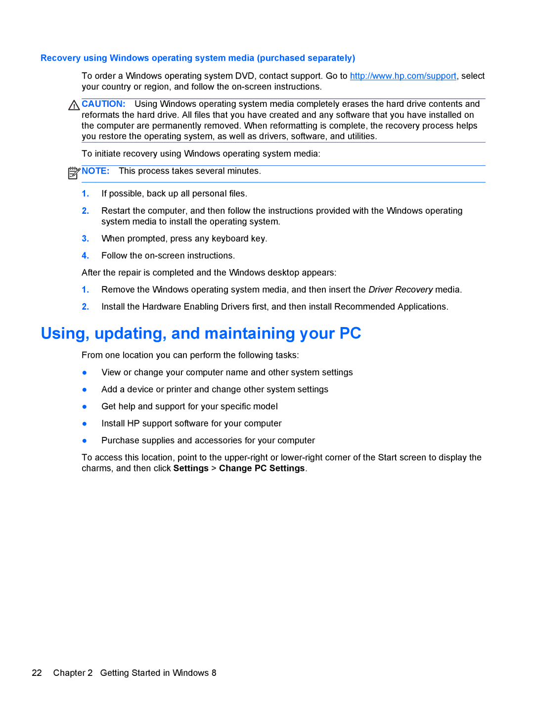 HP 880 G1 Tower manual Using, updating, and maintaining your PC 