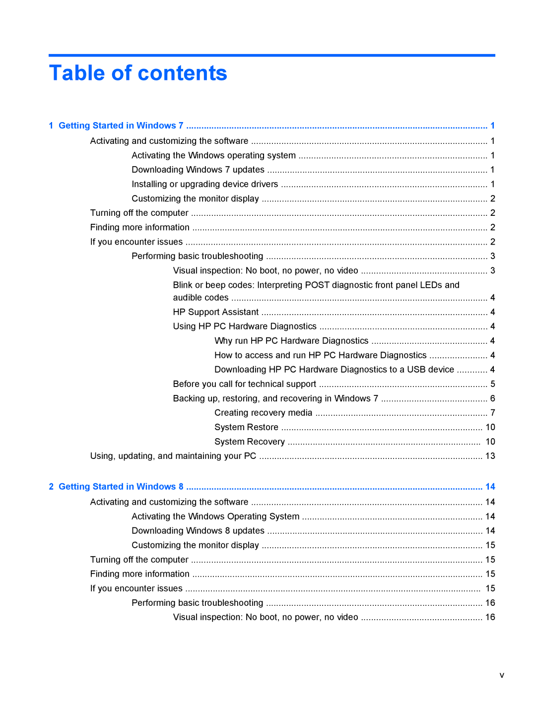 HP 880 G1 Tower manual Table of contents 