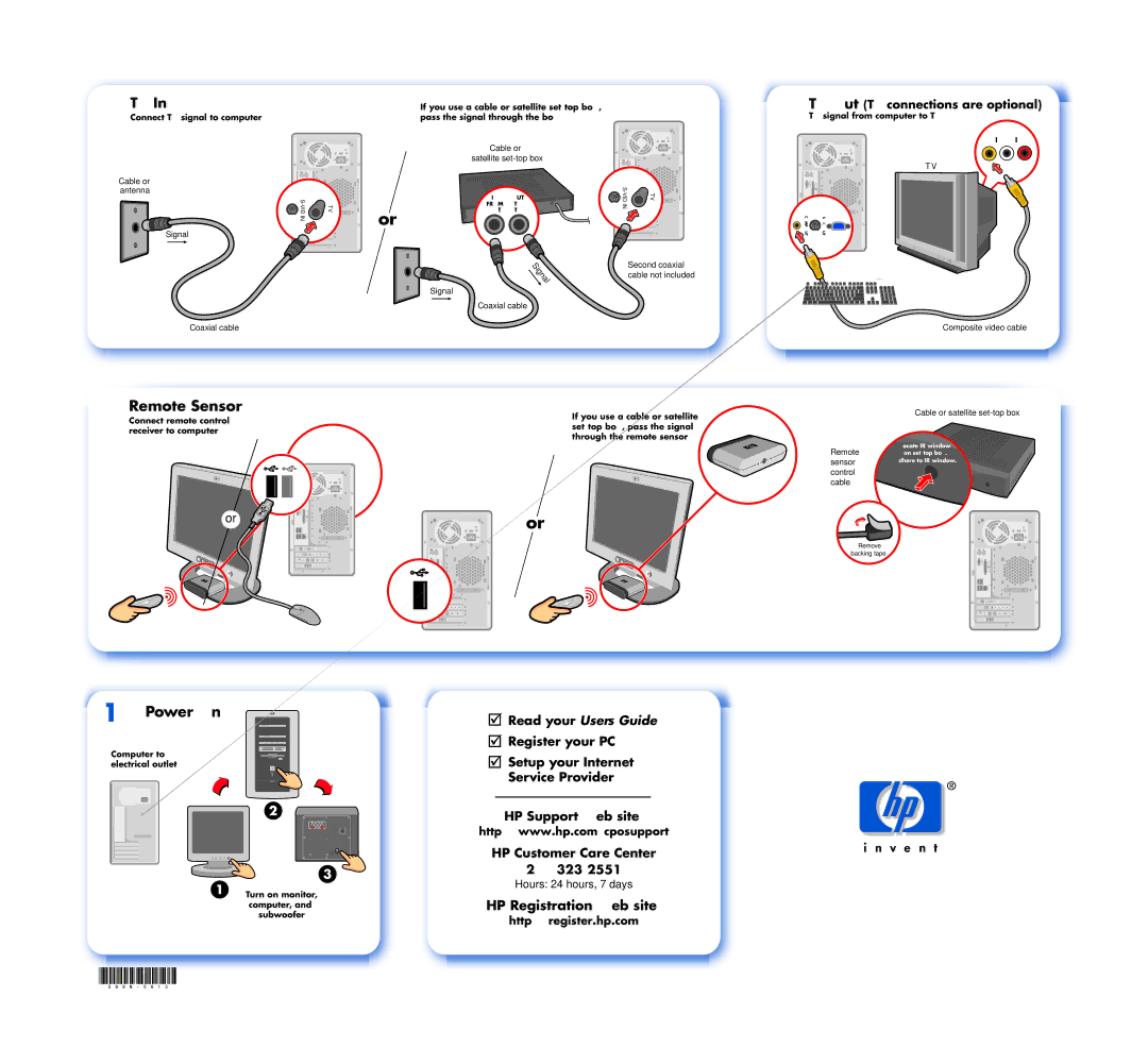 HP 876x, 884n manual Remote Sensor, Power On 