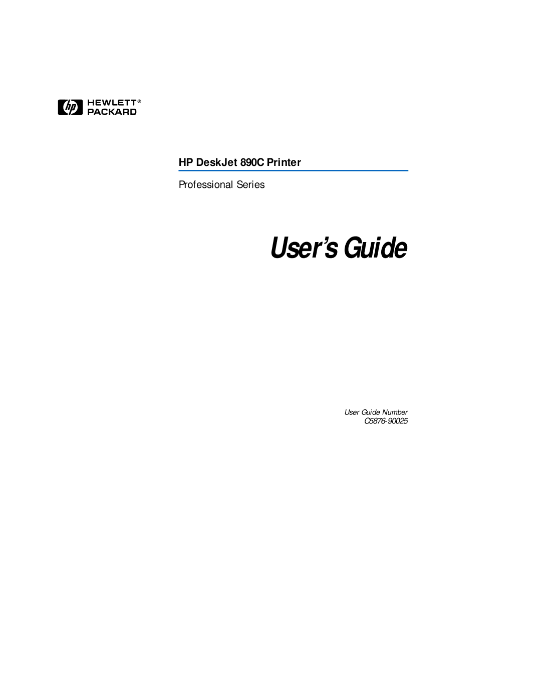 HP 890C manual User’s Guide 