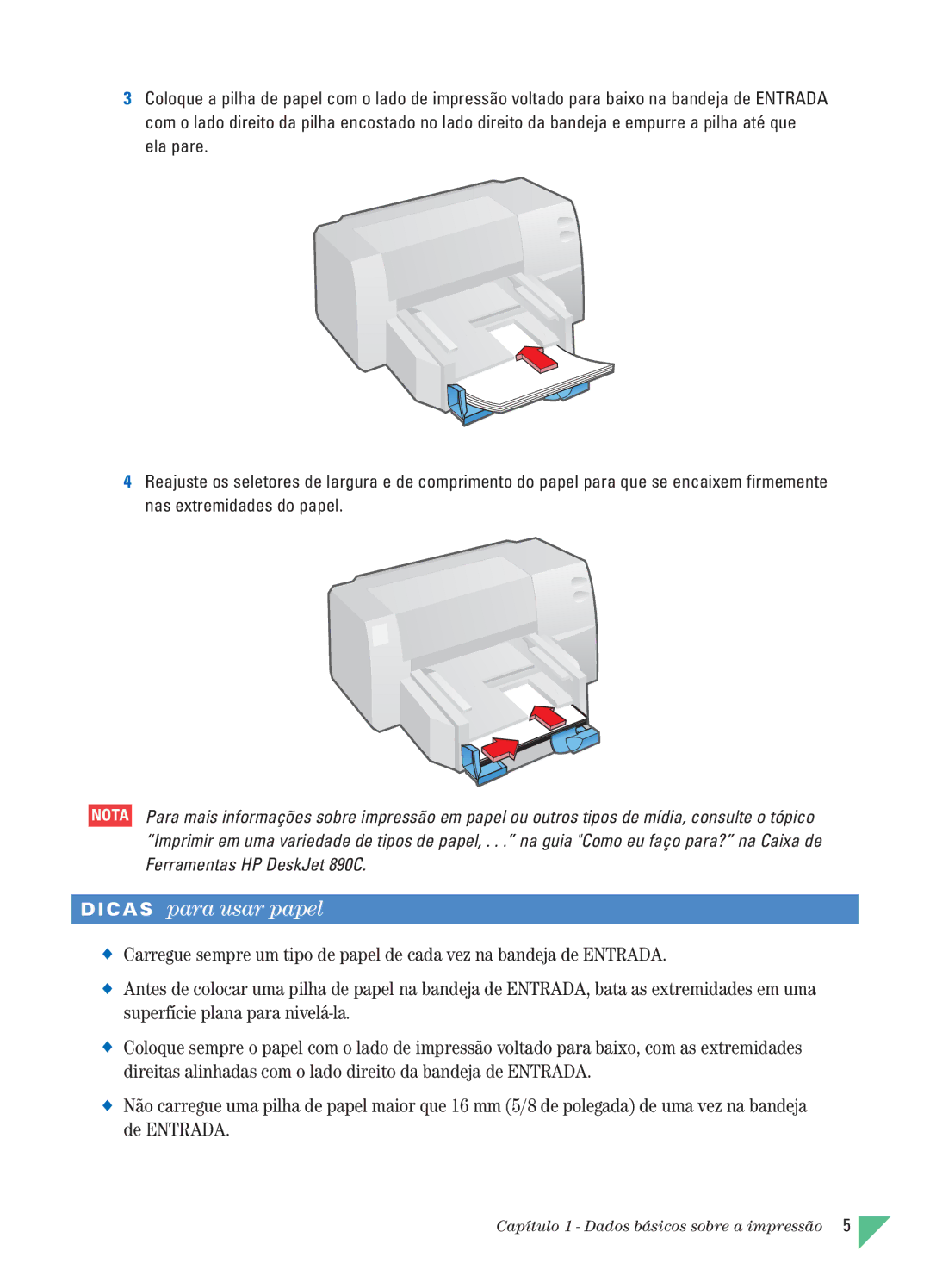 HP 890C manual C a S para usar papel 