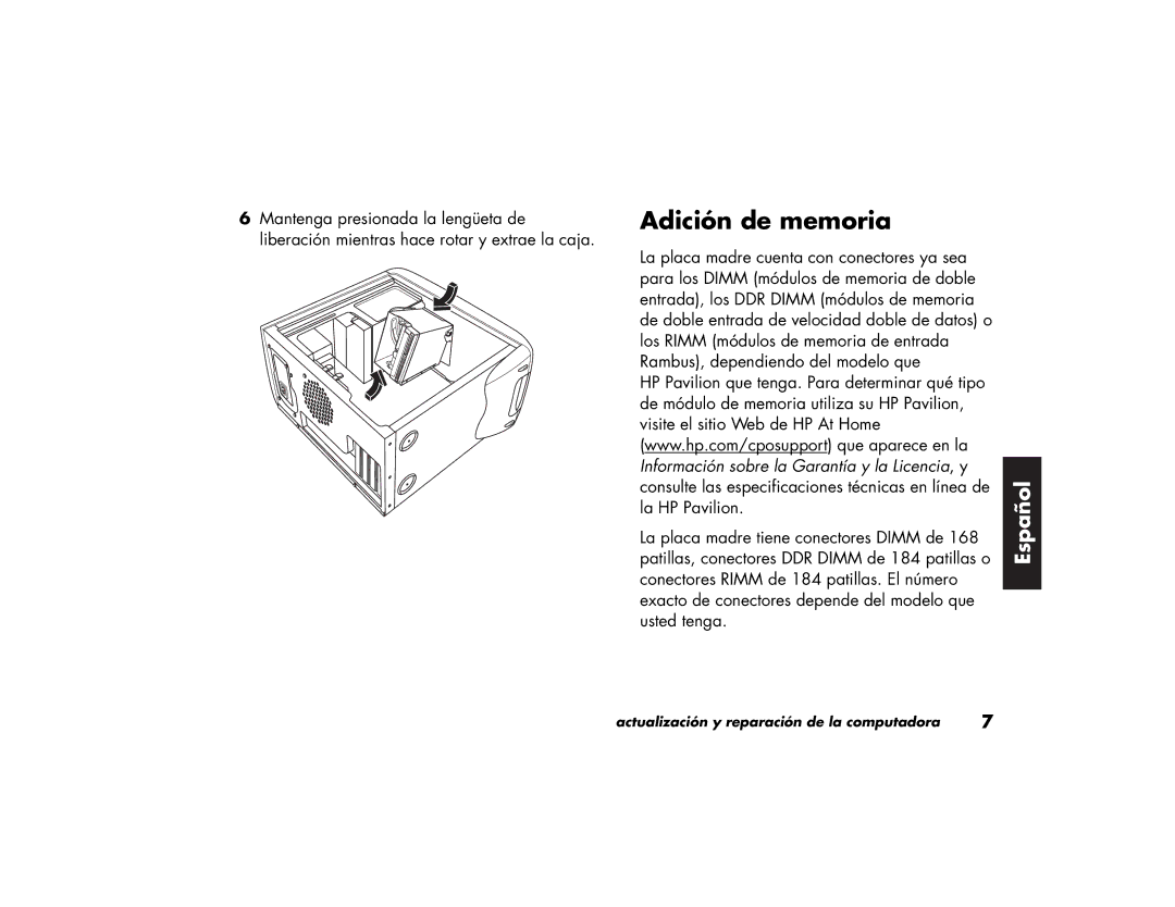 HP 79XXY, 89XXY manual Adición de memoria 