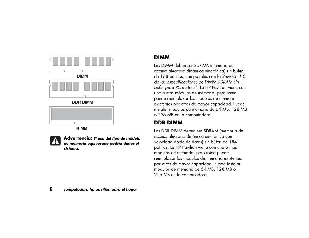 HP 89XXY, 79XXY manual Dimm 