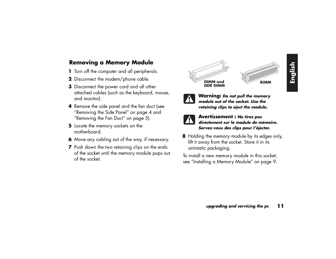 HP 79XXY, 89XXY manual Removing a Memory Module 