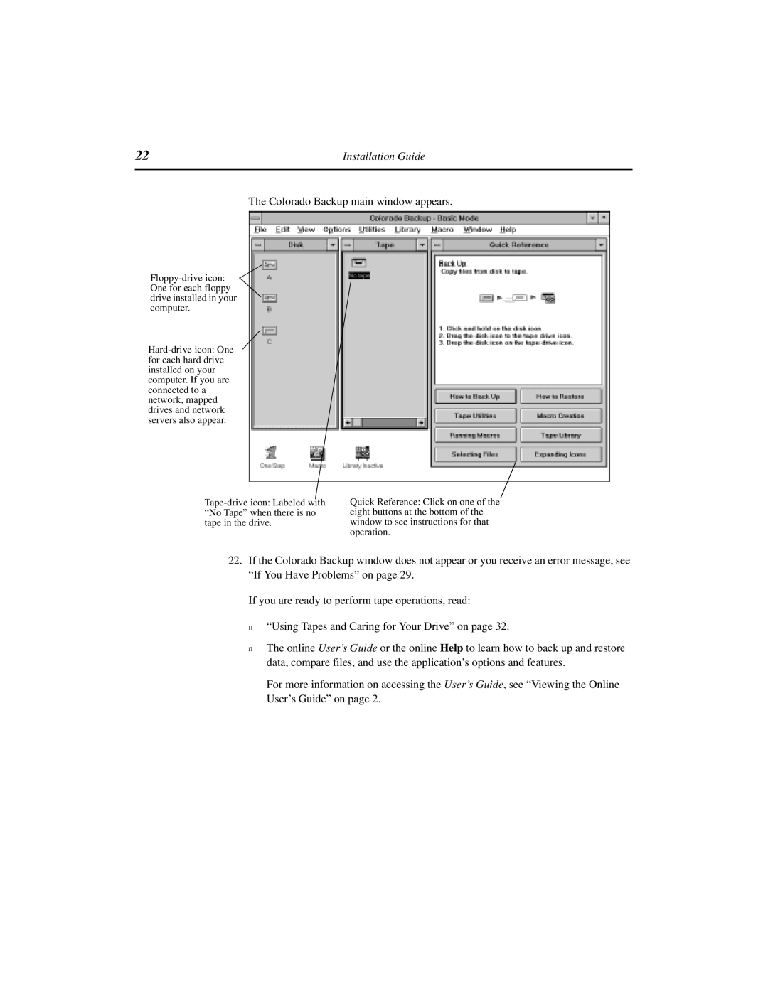 HP 8GB, 5GB manual Colorado Backup main window appears, Drive installed in your computer 