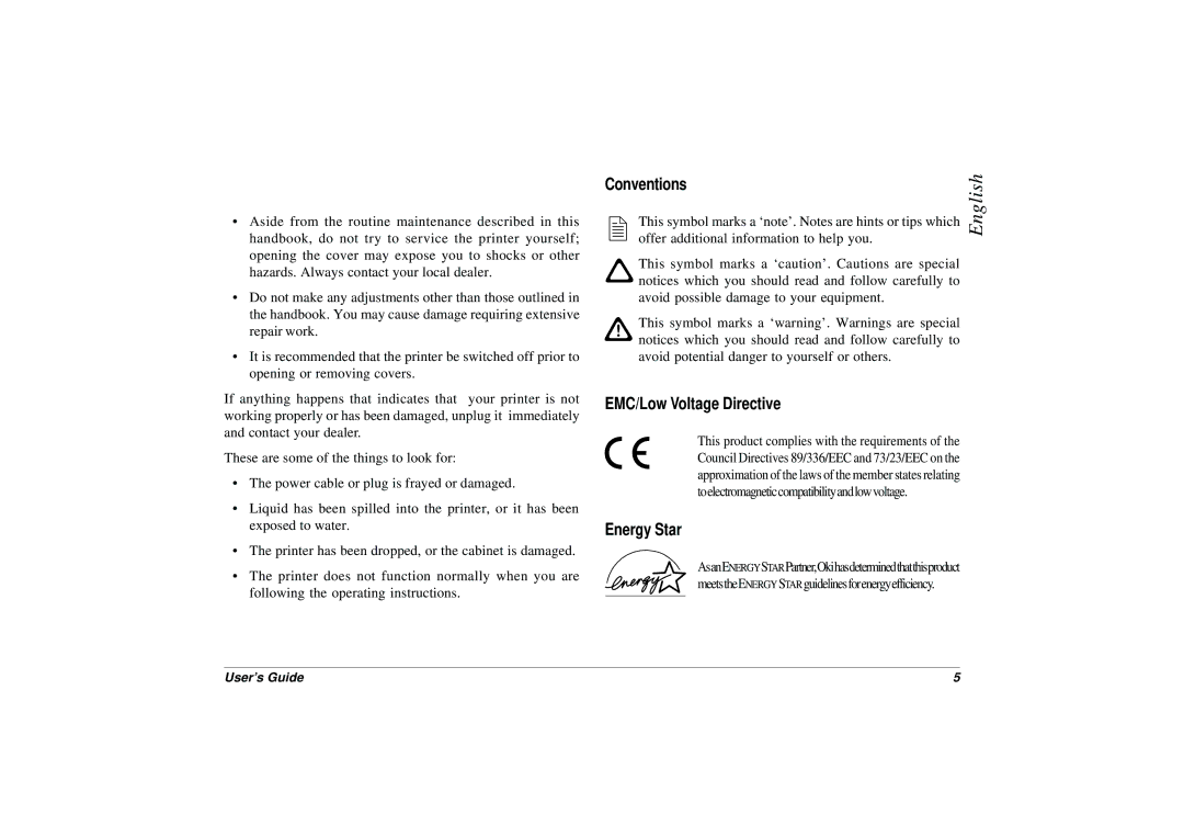 HP 8p/8w manual Conventions, EMC/Low Voltage Directive, Energy Star 