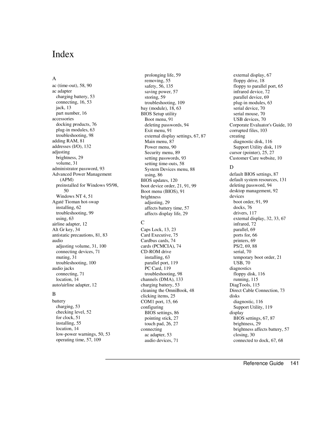 HP 900 manual Index, Apm 