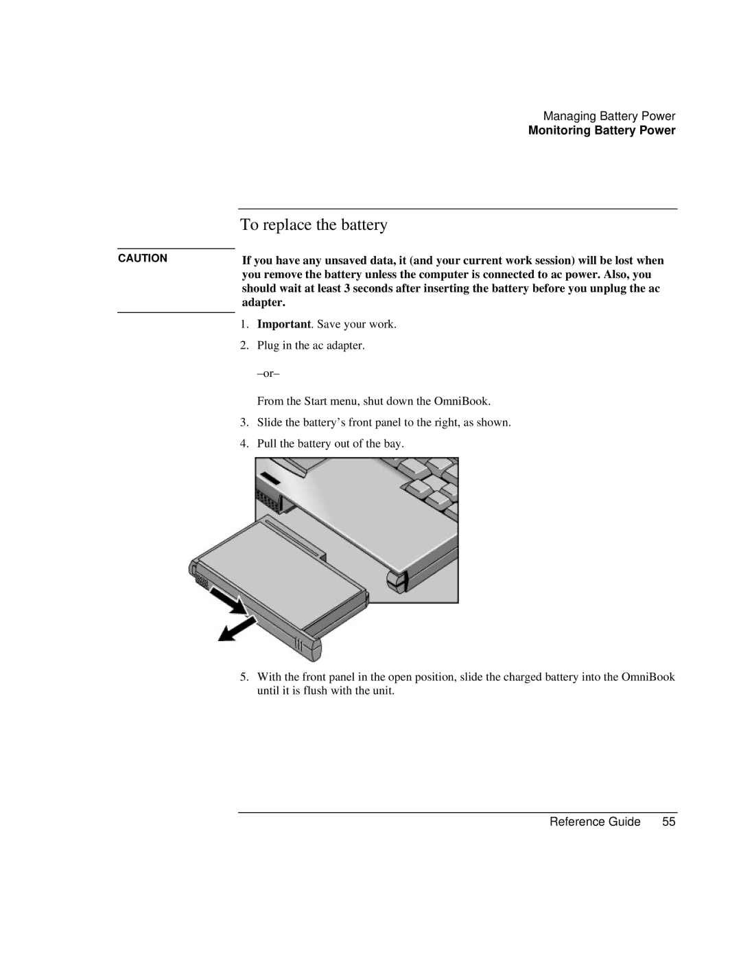 HP 900 manual To replace the battery, Adapter 