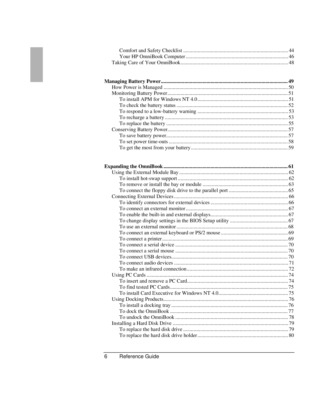 HP 900 manual Managing Battery Power, Expanding the OmniBook 